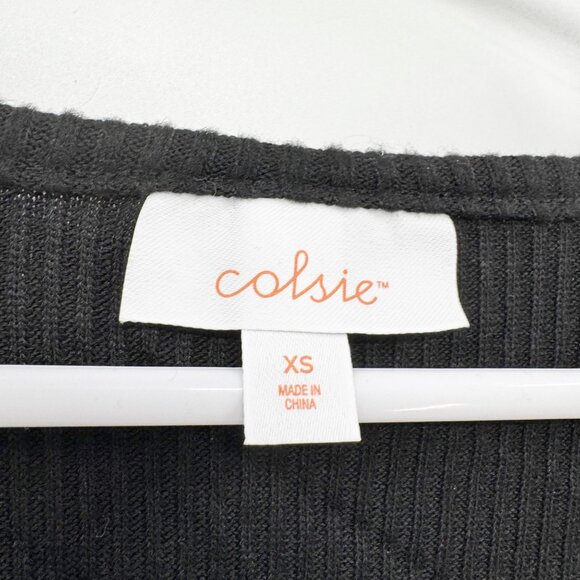 NEW Colsie Long Sleeve Cropped Ribbed Cozy Wrap Top - Black - Picture 7 of 10